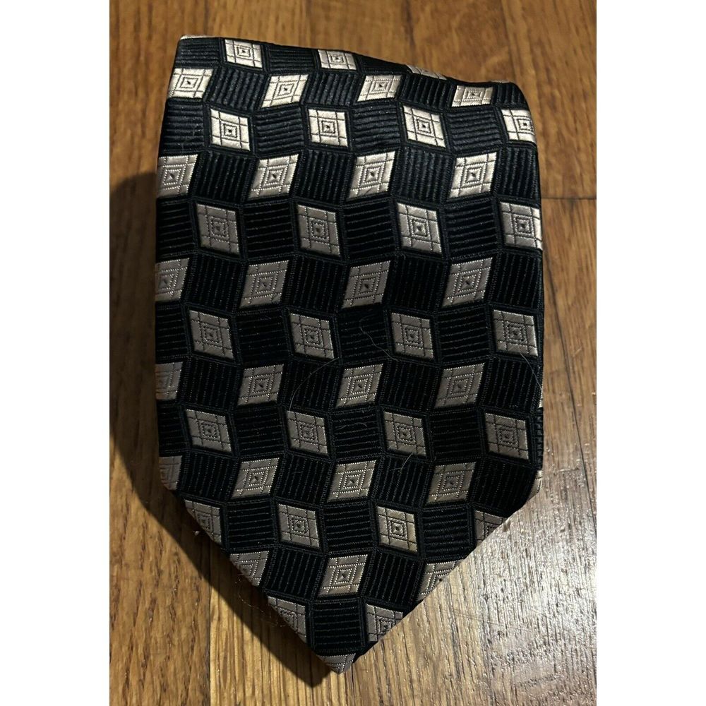 Valentina Italy Men's Silk Tie, Gold/Black